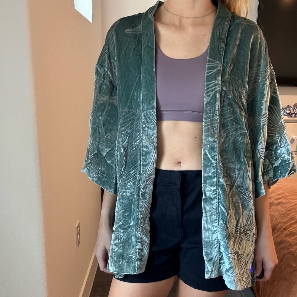 A New Day Velvet Kimono in Light Blue